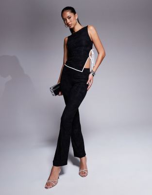 Ensemble Haut Court Et Pantalon évasé à La Mode En Bleu - Retro, Indie