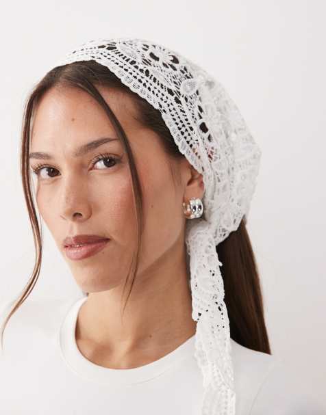 Exclusivité - Kaiia - Foulard en coton crochet et dentelle - Crème - view 1