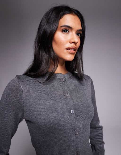 Exclusivité - Kaiia - Gilet d'ensemble ouvert sur l'avant à manches longues et boutons - Gris foncé, 4 de 4