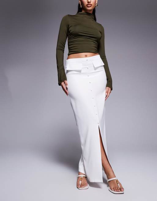 Gros Noeud Jupe Longue Moulante Blanche Exclusivité Kaiia Jupe