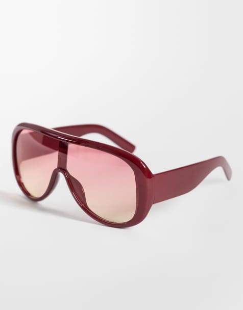 Exclusivité - Kaiia - Lunettes de soleil aviateur à monture chunky et verres dégradés - Bordeaux - view 1