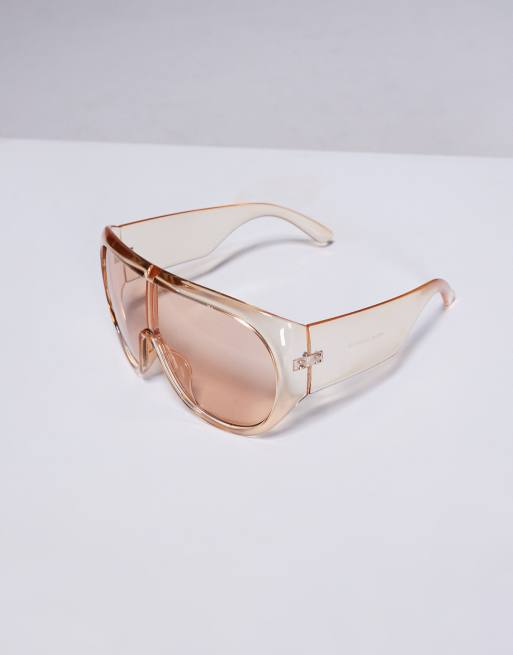 Exclusivité - Kaiia - Lunettes de soleil oversize - Beige clair, 3 de 3
