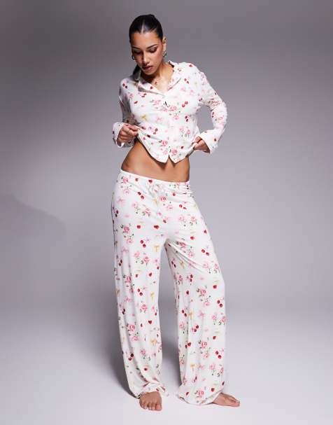 Exclusivité - Kaiia - Mix & Match - Pantalon de pyjama d'ensemble à imprimé roses et cerises - view 1
