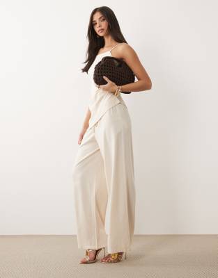 Exclusivité - - Pantalon ample d'ensemble en lin mélangé - Crème-Blanc 34