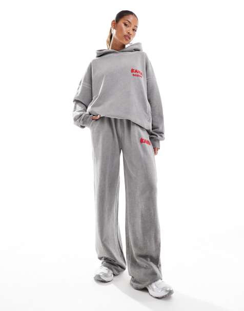 Exclusivité - Kaiia - Pantalon de jogging d'ensemble large - Gris délavé - view 1