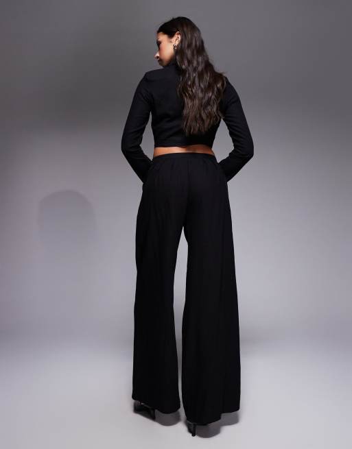 Exclusivité - Kaiia - Pantalon d'ensemble ample et ajusté à taille haute en coton majoritaire - Noir, 2 de 5