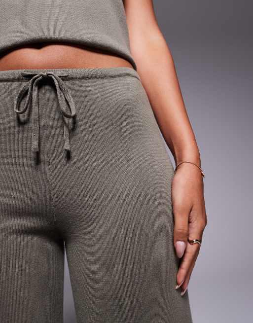 Exclusivité - Kaiia - Pantalon d'ensemble en fine maille avec cordon de serrage - Olive, 3 de 5