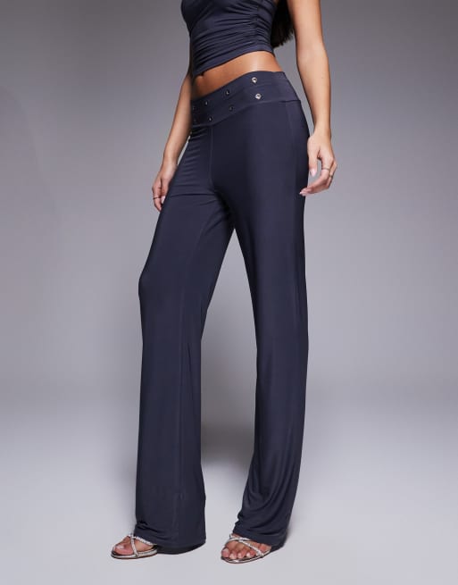 Exclusivité - Kaiia - Pantalon double épaisseur près du corps d'ensemble à taille large avec œillets - Gris, 2 de 5
