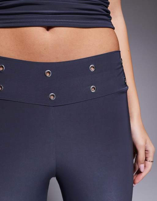 Exclusivité - Kaiia - Pantalon double épaisseur près du corps d'ensemble à taille large avec œillets - Gris, 3 de 5