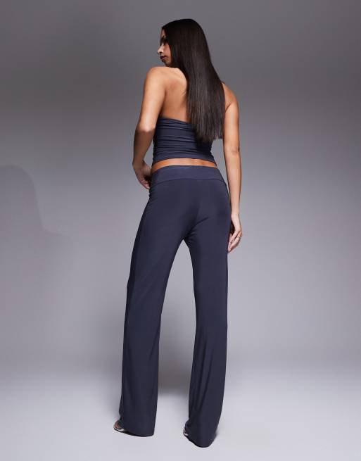 Exclusivité - Kaiia - Pantalon double épaisseur près du corps d'ensemble à taille large avec œillets - Gris, 4 de 5