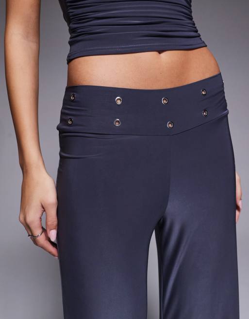 Exclusivité - Kaiia - Pantalon double épaisseur près du corps d'ensemble à taille large avec œillets - Gris, 5 de 5