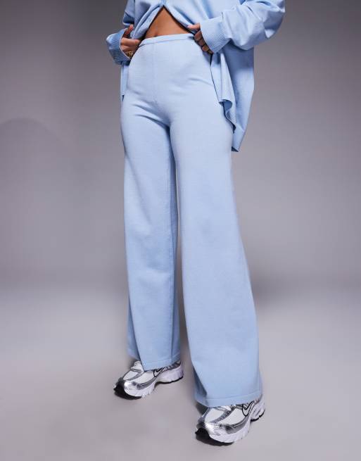 Exclusivité - Kaiia - Pantalon large d'ensemble en maille - Bleu pastel, 2 de 5
