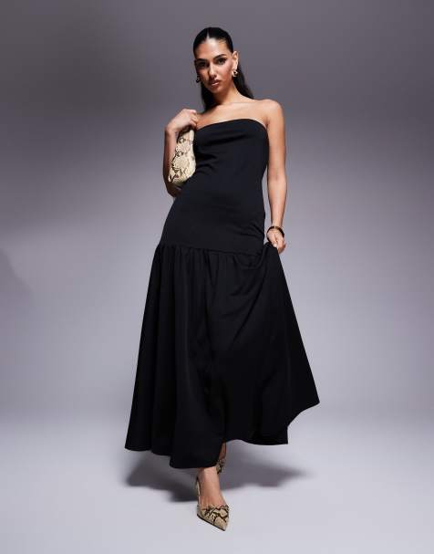 Exclusivité - Kaiia - Robe bandeau longue à taille basse - Noir - view 1