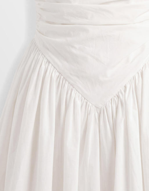 Exclusivité - Kaiia - Robe bandeau longue et bouffante avec fente sur la cuisse - Blanc, 7 de 8