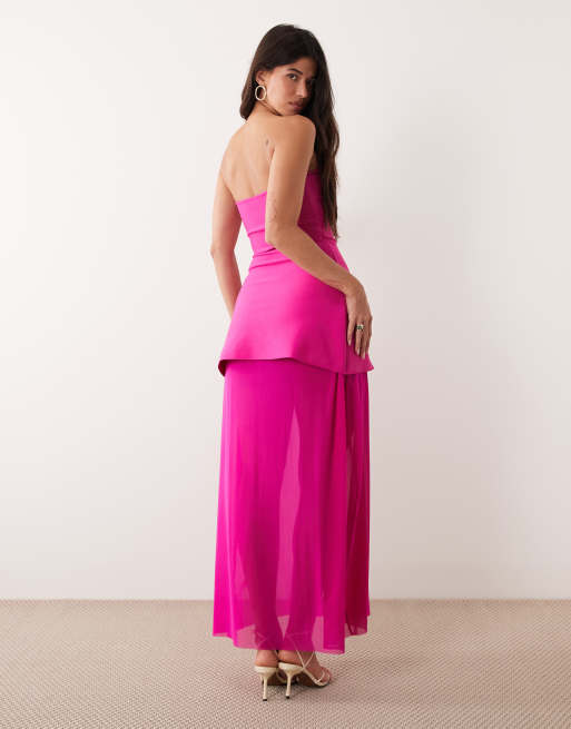Exclusivité - Kaiia - Robe bustier longue et sculptante style années 2000 avec ourlet transparent - Fruit du dragon, 4 de 4
