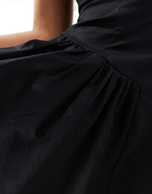 Exclusivité - Kaiia - Robe patineuse courte riche en coton avec décolleté en cœur - Noir  , 2 de 4