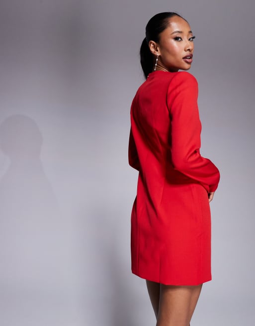 Exclusivité - Kaiia x Sasha Corte - Robe courte boutonnée et habillée avec encolure carrée - Rouge , 4 de 4