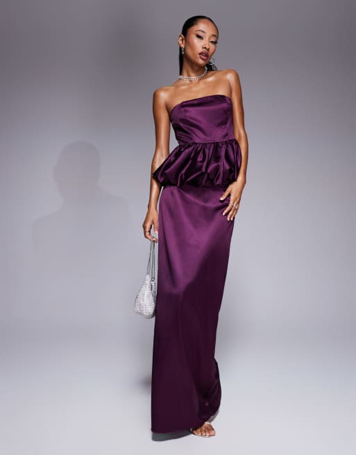 Exclusivité - Kaiia x Sasha Corte - Top bandeau d'ensemble en satin coupe boule - Violet