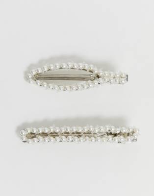 Ornées My À Perles AccessoriesLondon Exclusivité Cheveux Lot 2 Barrettes Géométriques De kZuPXwOTli