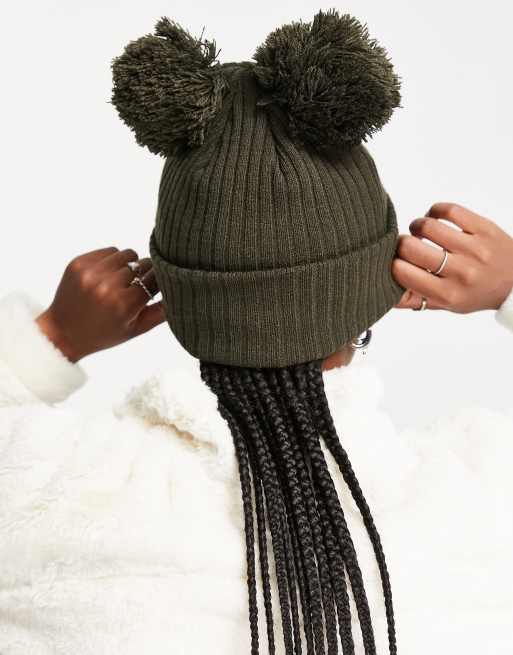 Exclusivité - New Era - Bonnet côtelé avec deux pompons et inscription NY - Marron, 2 de 4