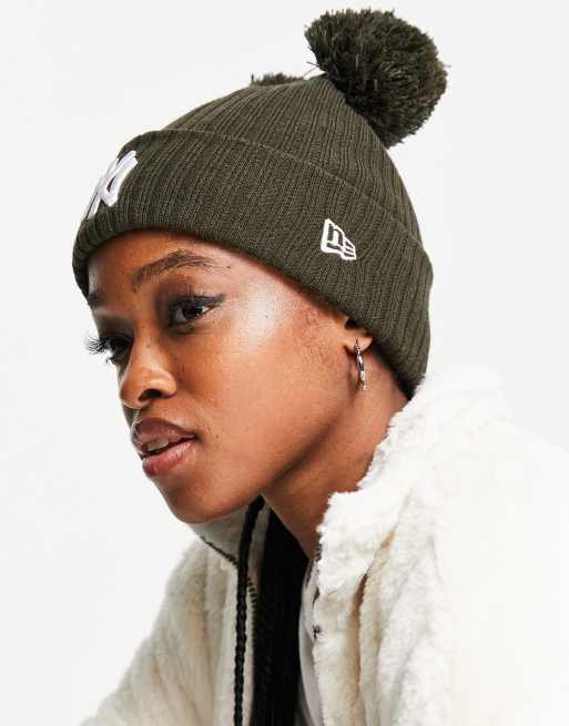 Exclusivité - New Era - Bonnet côtelé avec deux pompons et inscription NY - Marron, 3 de 4
