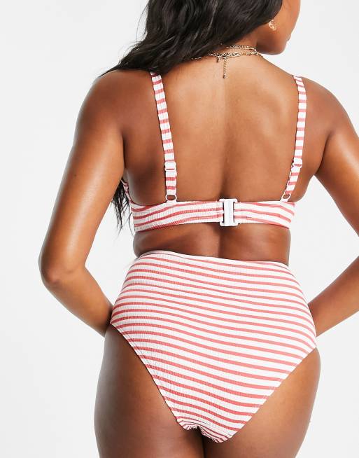 Exclusivité - Peek & Beau - Poitrines généreuses - Mix and Match - Bas de bikini taille haute à rayures texturées - Rouge, 2 de 4