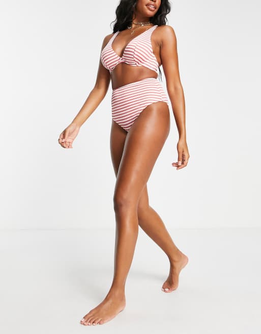 Exclusivité - Peek & Beau - Poitrines généreuses - Mix and Match - Bas de bikini taille haute à rayures texturées - Rouge, 4 de 4