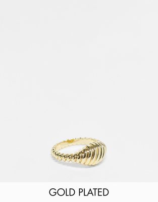 Pieces exclusive 18k plated chunky textured ring in gold - ASOS Price Checker