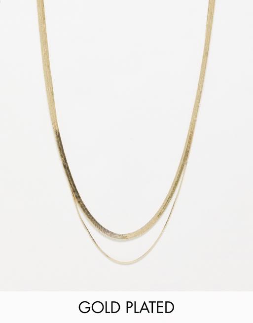 Exclusivité - Pieces - Collier 2 chaînes en plaqué or 18 carats - Doré