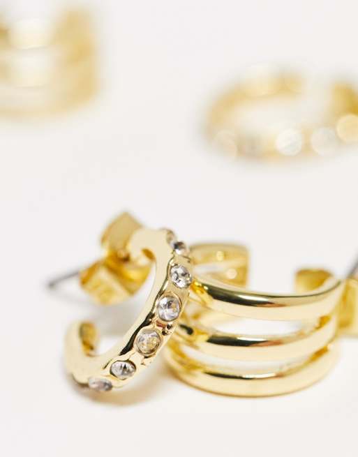 Exclusivité - Pieces - Lot de 2 paires de créoles en plaqué or 18 carats - Doré, 2 de 4