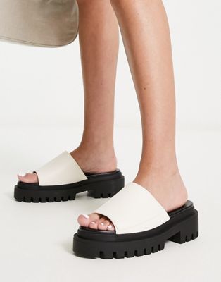 Rule London Exclusive Sofia cleated mules in white - ASOS Price Checker