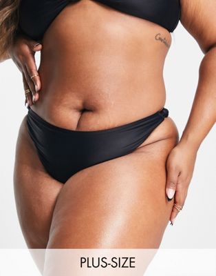 South Beach Curve Exclusive mix & match knot side high waist bikini bottom in black - ASOS Price Checker