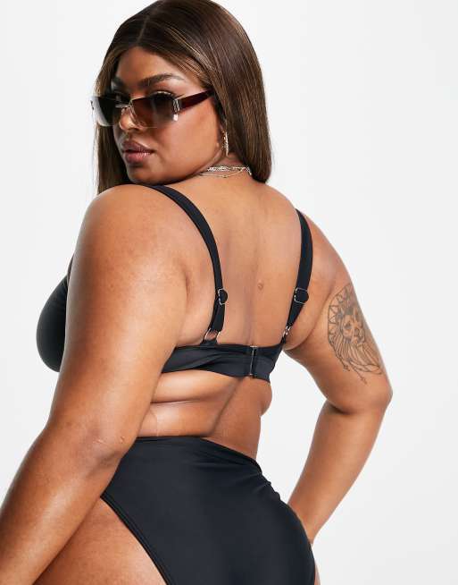 Exclusivité - South Beach Curve - Mix & Match - Haut de bikini façon crop top - Noir, 2 de 4