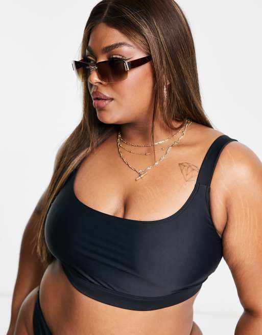 Exclusivité - South Beach Curve - Mix & Match - Haut de bikini façon crop top - Noir, 4 de 4