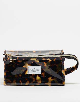 Exclusivité - The Flat Lay Co. x ASOS - Trousse souple en plastique - Écaille de tortue-Marron