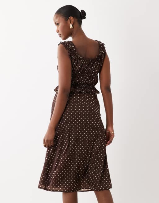 Exclusivité - The Frolic - Mini-jupe taille basse d'ensemble à pois - Chocolat, 5 de 5