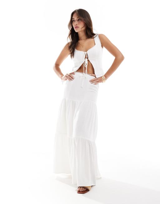 Exclusivité - The Frolic - Olive - Jupe longue - Blanc 