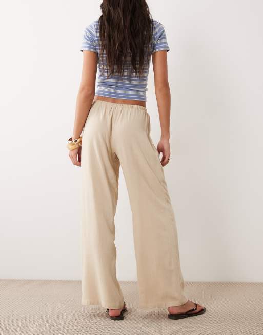 Exclusivité - The Frolic - Pantalon ample en lin mélangé avec cordon de serrage à la taille - Beige, 3 de 5