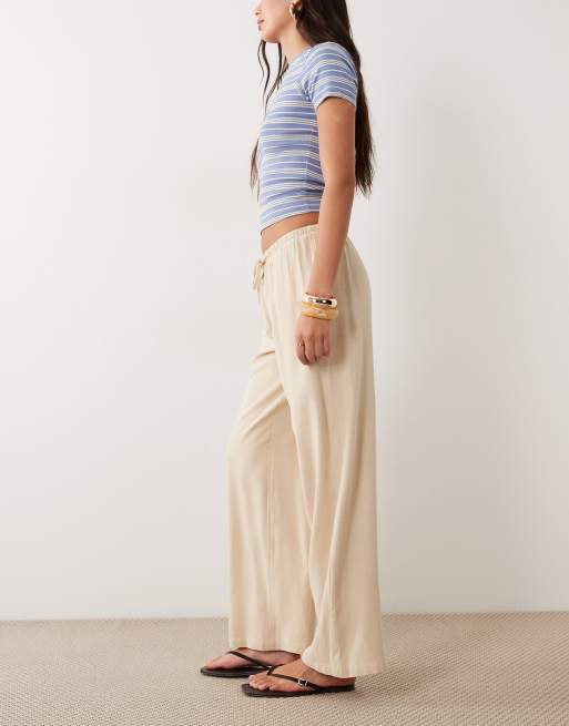 Exclusivité - The Frolic - Pantalon ample en lin mélangé avec cordon de serrage à la taille - Beige, 5 de 5