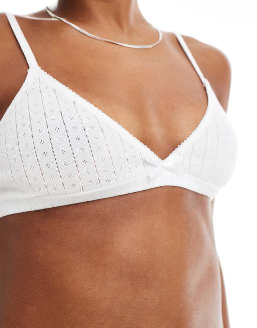 Exclusivité - The Frolic - Soutien-gorge d'ensemble triangle en maille pointelle - Blanc  , 4 de 4