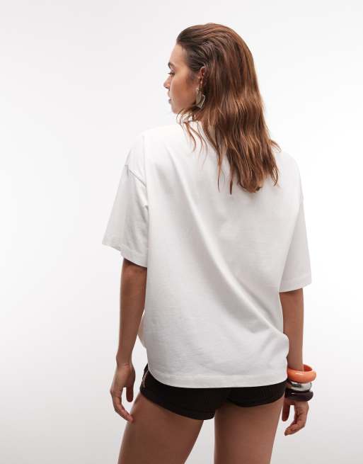 Exclusivité - The Frolic - T-shirt oversize avec motif graphique devant - Crème, 4 de 7