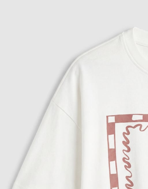 Exclusivité - The Frolic - T-shirt oversize avec motif graphique devant - Crème, 7 de 7