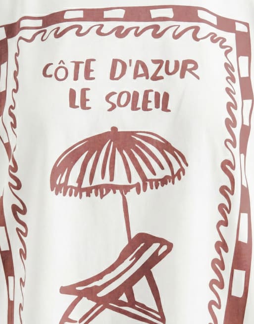 Exclusivité - The Frolic - T-shirt oversize avec motif graphique devant - Crème, 8 de 8