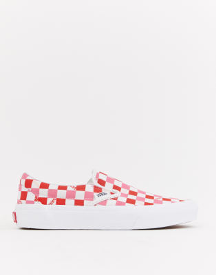 vans slip on rose damier