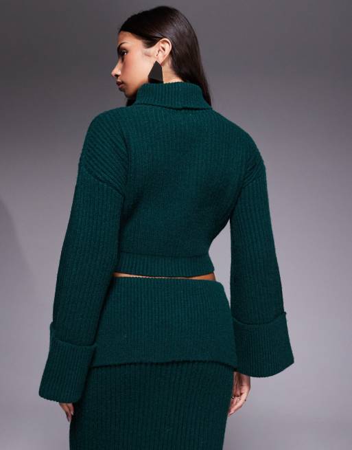Exclusivité - Wanderdoll - Mabel - Ensemble pull court à col roulé et manches amples à revers - Vert forêt, 4 de 4