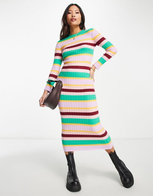 Robe longue rayée outlet multicolore