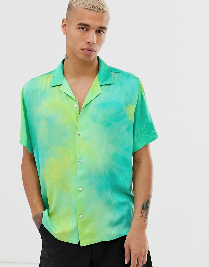 Extreme grøn oversized viskoseskjorte med tie dye fra ASOS DESIGN