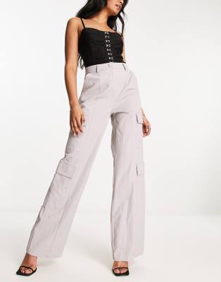 Extro & Vert Extro & Vert 90s wide leg cargo trousers in stone grey