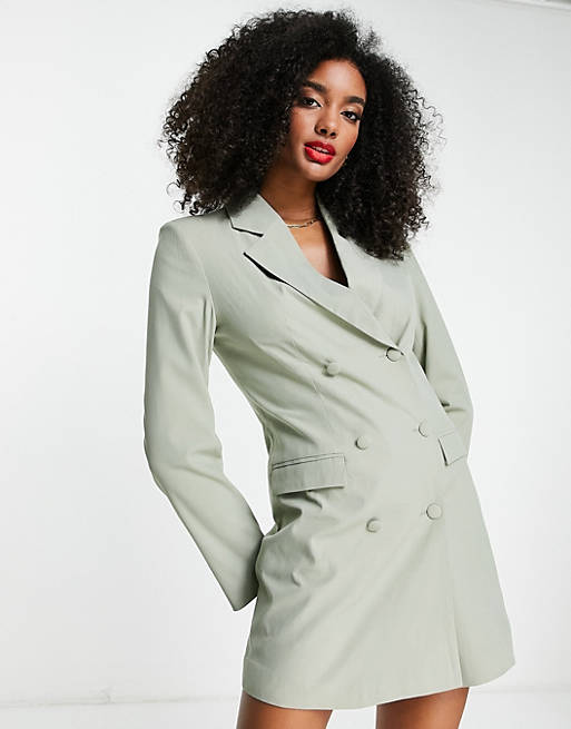 Extro & Vert - Aansluitende blazer-jurk met open achterkant in saliegroen