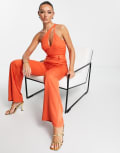 [Extro & Vert] Extro & Vert asymmetric strappy jumpsuit with wide leg in rust-Copper 16 RUST